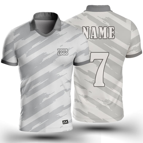 Customized Burning up the Field with Passion and Drive "Grey and White Strips Sports Jersey" - Performance Edition