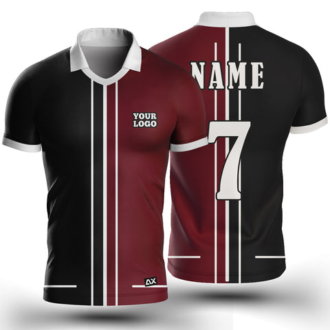 Customized The Warrior's Heart Courage, and Honor Effects "Maroon, White and Black Strips Cricket Sports Jersey" - Performance Edition