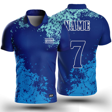 Customized The Phoenix Rising with Bold Creativity "Royal Blue, Blue and Green Droplets Cricket Sports Jersey" - Performance Edition