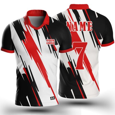 Customized The Innovation in Motion that Built to Last Elite "Red, White and Black Strips Cricket Sports Jersey" - Performance Edition