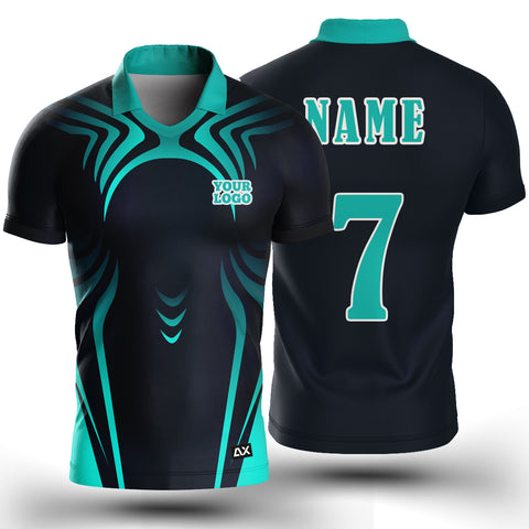 Customized A High-Quality Gear Up for Greatness Effect "Black and Blue Strips Cricket Sports Jersey" - Performance Edition