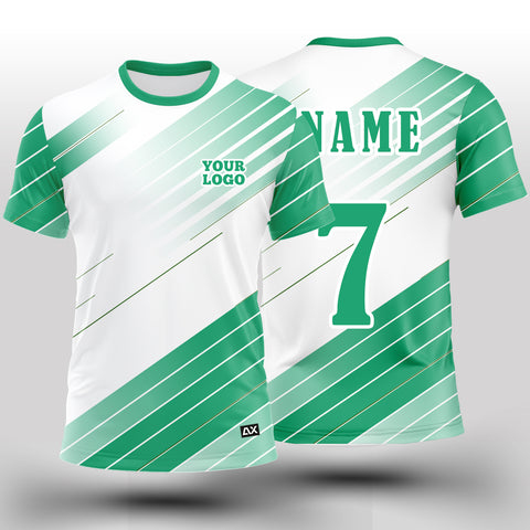 Customized The Electrify Your Sporting Performance "White and Green Strips Cricket Sports Jersey" - Performance Edition