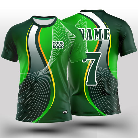 Customized Active Wear Cricket Jersey for Men - Green Abstract Design - Performance Edition