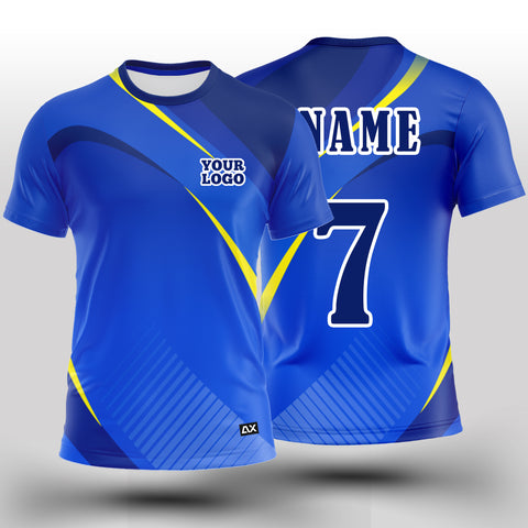 Customized Active Wear Cricket Jersey for Men - Blue Abstract Design - Performance Edition