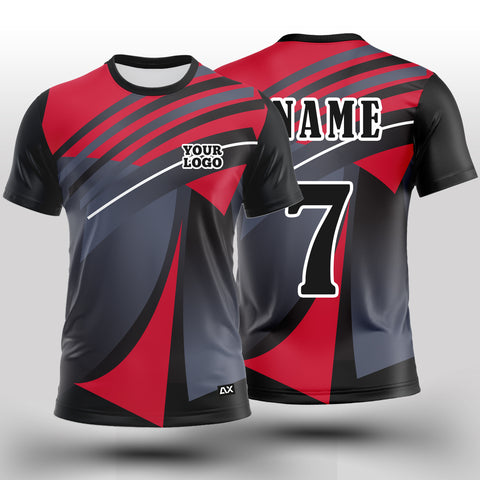 Customized The Elite Performance Featuring Athletic "Red, Grey, White and Black Strips Cricket Jersey" - Performance Edition