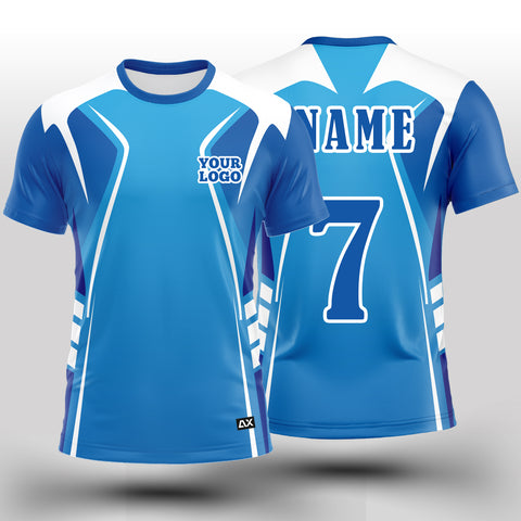 Customized The Ultimate Jersey for Dominating the Court "Blue and White Strips Cricket Jersey" - Performance Edition