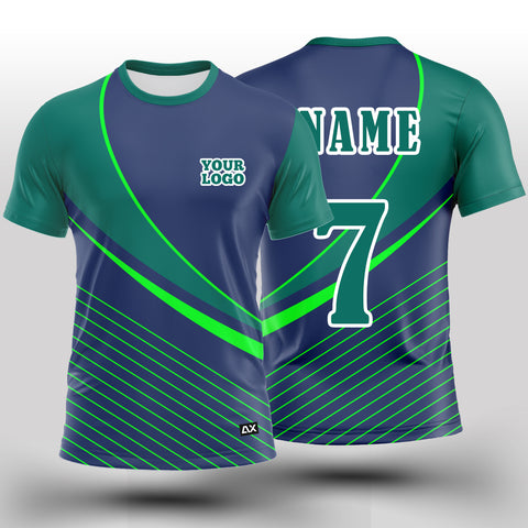 Customized The Matchless Jersey for Conquering the Sea Ways "Green, Violet and Neon Strips Cricket Jersey" - Performance Edition