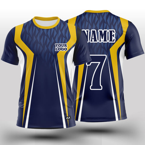 Customized The Elite Jersey for Decimating the Opponents Effect "Royal Blue, Yellow, Grey and White Strips Cricket Jersey" - Performance Edition