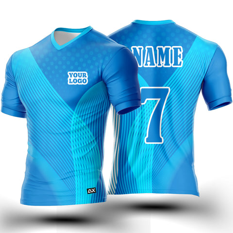 Customized Active Wear Cricket Jersey for Men - Sky Blue Abstract Design - Performance Edition