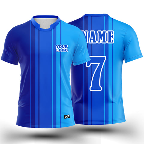 Customized The Speed Demon of the Track "Sky Blue and Navy Blue Strips Football Sports Jersey" - Performance Edition