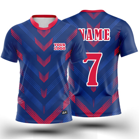 Customized The Master of the Diamond Title Holder "Navy Blue, Purple and Red Strips Football Sports Jersey" - Performance Edition