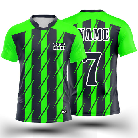 Customized The Green Shield of the Pitch Puck's Protector "Green and Black Strips Football Sports Jersey" - Performance Edition