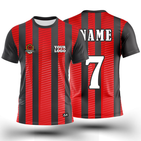 Customized Dominating From Rookie to Star Player "Red, Black and Grey Strips Football Sports Jersey" - Performance Edition