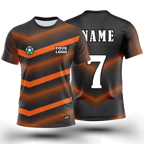 Customized Unstoppable Force which Rising Up Effects "Orange, Grey and Black Strips Football Sports Jersey" - Performance Edition