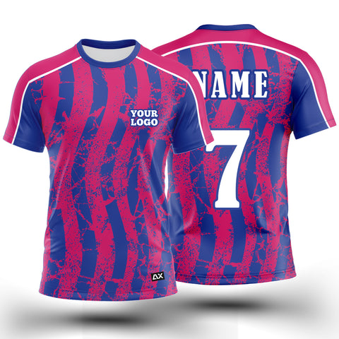 Customized Elevating the Game Setting with a New Standard "Pink, White and Blue Strips Football Sports jersey" - performance Edition