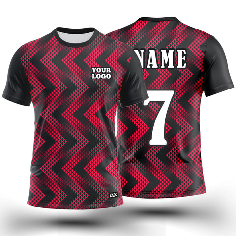 Customized Battling for Every Heart of a Champion Win "Red and Black Strips Football Sports Jersey" - Performance Edition