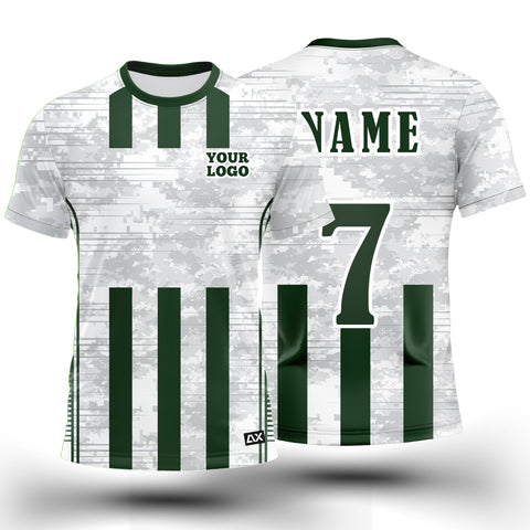 Customized Active Wear Football Jersey for Men - White Green Abstract Design - Performance Edition