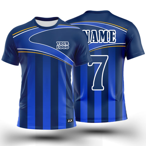 Customized Dominate Our Sleek Cool and Comfortable Rights "Royal Blue, Yellow, White and Violet Strips  FootballSports Jersey" - performance Edition