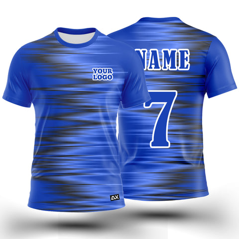 Customized The Both Traditional and Modern Unmatched Quality "Blue, Grey and Black Strips Football Sports jersey" - Performance Edition