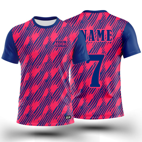 Customized Our Elite Athletic Seek with Bold Fashion look "Pink and Royal blue Strips Football Sports Jersey" - Performance Edition