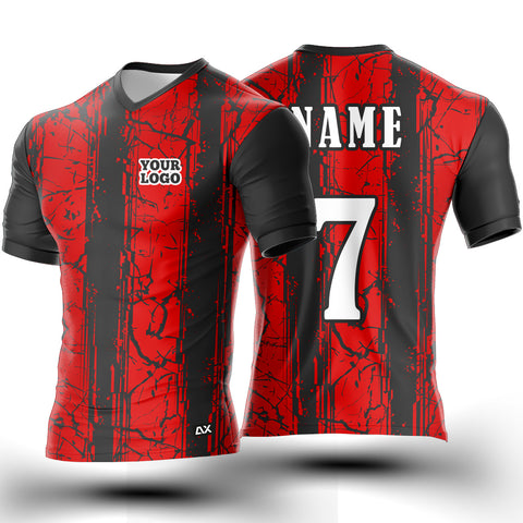 Customized From Underdogs to Championship Men's wear "Red and Black Strips Football Sports Jersey" - Performance Edition