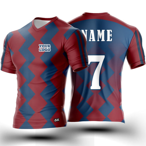 Customized Ignited Our Competitive Spirit Men's Wear "Red and Blue Strips Football Sports jersey" - Performance Edition