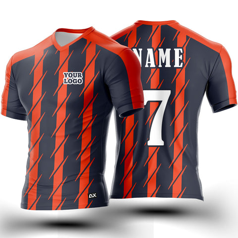 Customized Unleashing Our Inner Athlete Men's Wear "Orange and Black Strips Football Sports Jersey" - Performance Edition