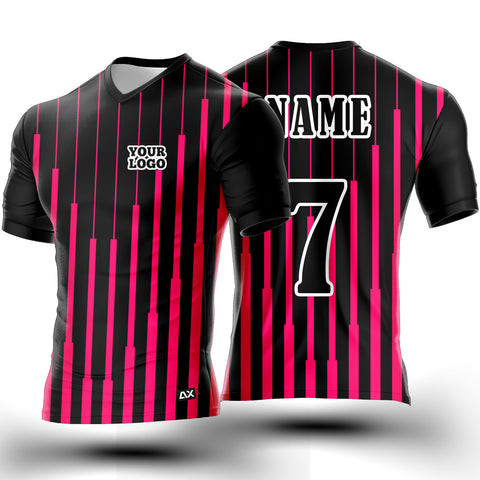 Customized Dominating the Ultimate Armor Game "Black and Pink Strips Football Sports Jersey" - Performance Edition