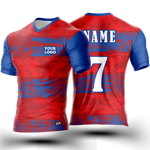 Customized As the Symbol of Our Courage and Determination "Red with Blue Strips Football Sports Jersey" - Performance Edition