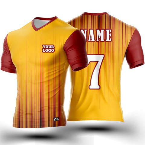 Customized Through Thick and Thin Elite Performance "Maroon and Yellow Strips Football Sports Jersey"- Performance Edition