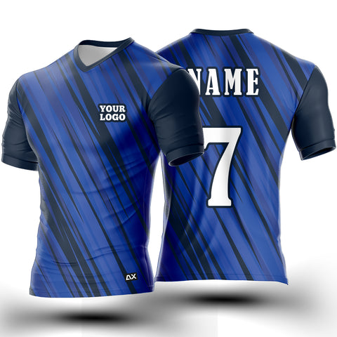 Customized As a Testament to Our Resilience and Loyalty "Black and Royal Blue Strips Football Sports Jersey" - Performance Edition