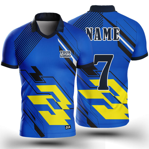 Customized The Fierce Panthers of Fury "Yellow, Black, White and Royal Blue Strips Kabaddi Sports Jersey" - Performance Edition