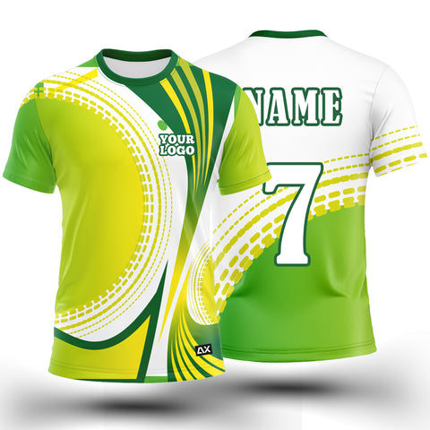 Customized Active Wear Kabadi Jersey for Men - Yellow and Green color combination jersey Abstract Design - Performance Edition