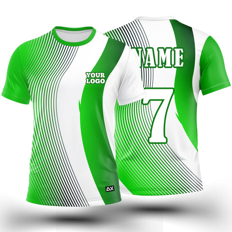 Customized Active Wear Kabadi Jersey for Men -  White with light green jersey Abstract Design - Performance Edition