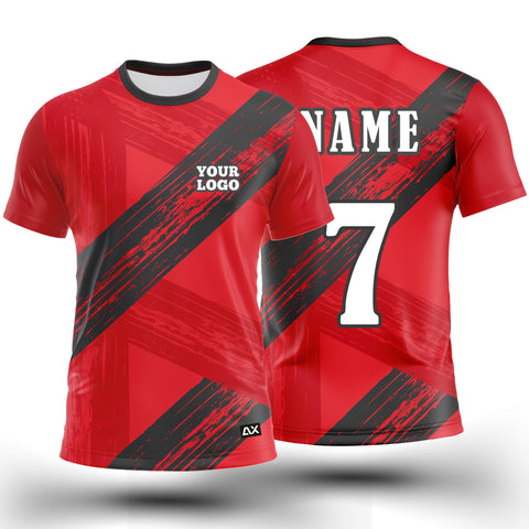 Customized The Legend of the Dribbling Dynamo "Red, Maroon and Grey Strips Kabaddi Sports Jersey" - Performance Edition