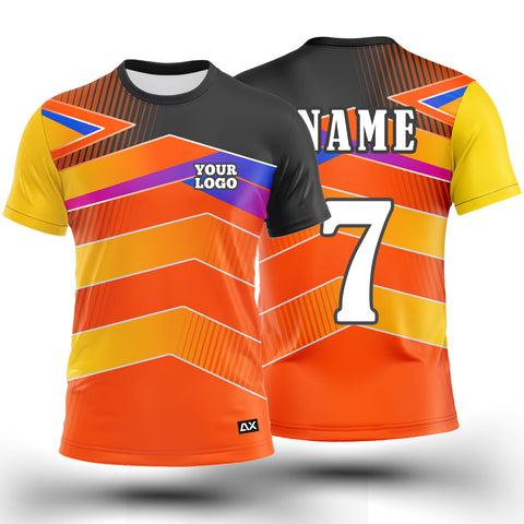 Customized Roaring Tigers of Unstoppable Power "Orange with Multicolor Strips Kabaddi Sports Jersey" - Performance Edition