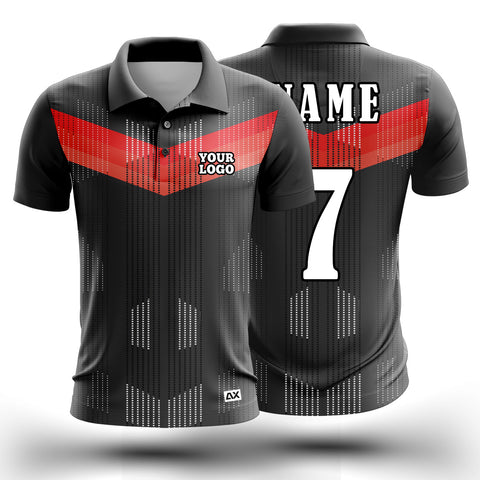 Customized Active Wear Jersey for Men - Black and Red Abstract Design - Performance Edition