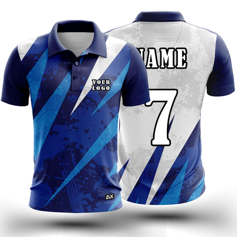 Customized Active Wear Jersey for Men - Blue & Grey Abstract Design - Performance Edition