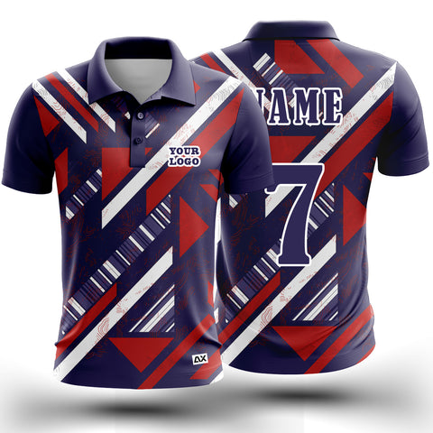 Customized A Sleek and Stylish Elite Men's Wear "Blue with White and Red Abstracts Sports Jersey" - Performance Edition