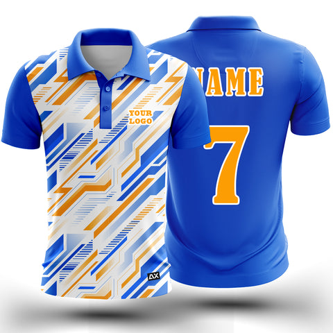 Customized Standout Bespoke Sports Uniform for Men "Blue with White and Yellow Dynamic Sports Jersey" - Performance Edition