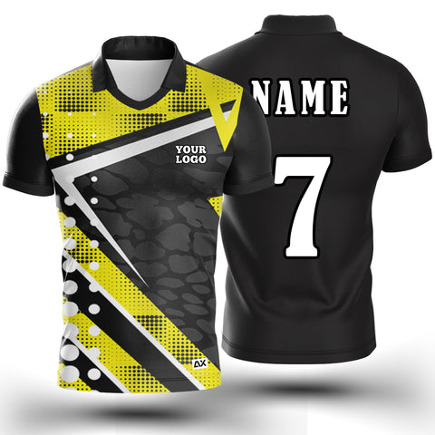 Customized Active Wear Jersey for Men - Black & Yellow Abstract Design - Performance Edition