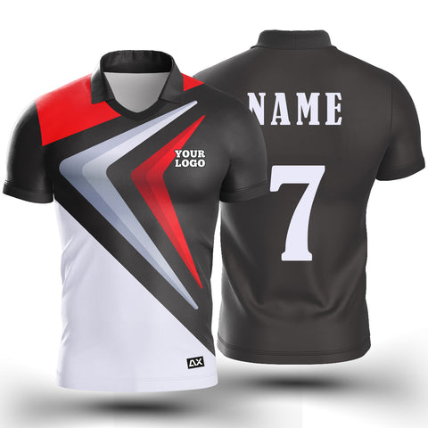 Customized Bold and Striking Wear Jersey for Men - "Black, Red, and White Abstract Sports Design"- Performance Edition