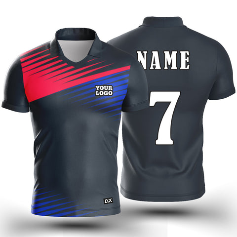 Customized Unleash Your Inner Athlete Personalized ''Black with Red and Blue Strips Sports Jersey Collection" - Performance Edition