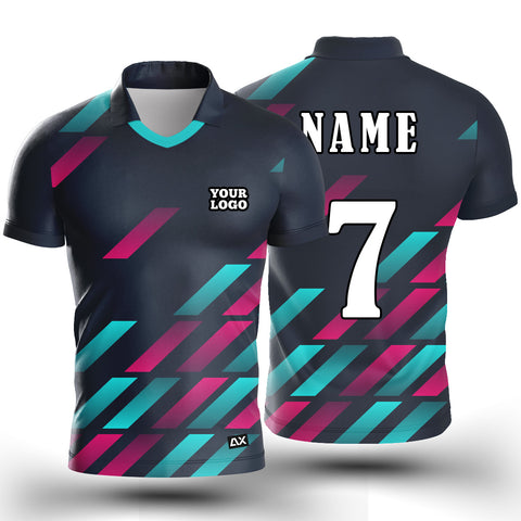 Customized Victory Style and Elite Edition ''Black with Pink and Blue Strips Sports Jersey'' - Performance Edition