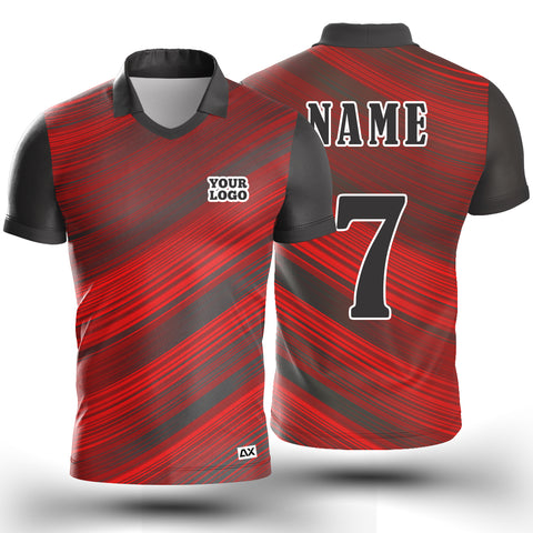 Customized Perfect Fit and Victory Series ''Black with Red Strips Sports Jersey'' - Performance Edition