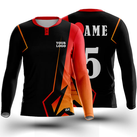 Customized The Raise Champion Making and Ultimate Elite "Black with Red and Orange Stripted Sports Jerseys" – Performance Edition