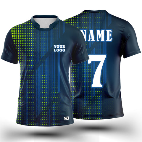 Customized Active Wear Jersey for Men - Blue color with Neon Green Dots - Performance Edition