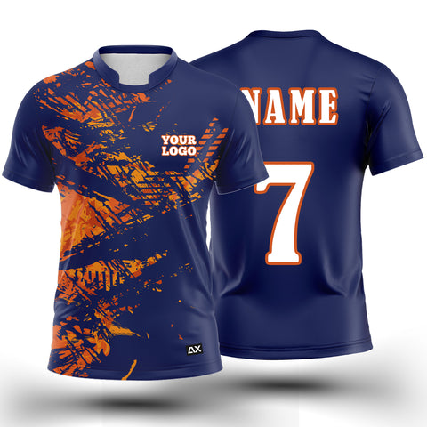 Customized Active Wear Jersey for Men - Blue and Orange Abstract Design - Performance Edition