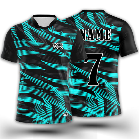 Customized Ultra Dressing and Tailored Teamwear "Black with Bright Blue Abstracts Sports Jersey" - Performance Edition