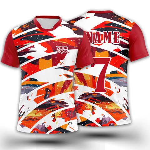 Customized Bespoke Jersey with Branding Elite Men's Wear "Red with Multicolour Sports Jersey" - Performance Edition